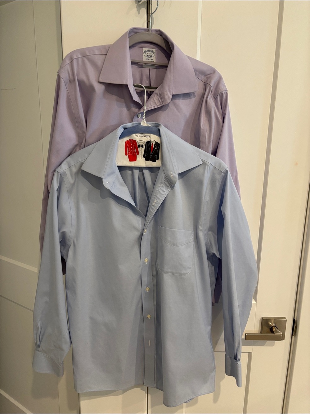 2 Brooks Brothers No Iron Lavender and Light Blue Dress Shirts - Two-Pack